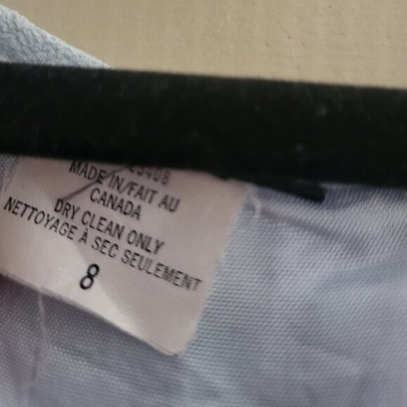 Floor Length Blue Linen Dress with Back Slit Size 8 - Picture 3 of 6